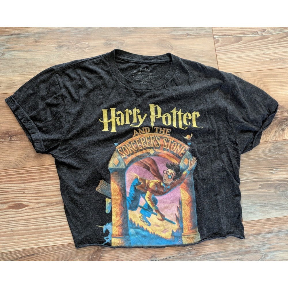 Harry Potter And The Sorcerer's Stone Black Cropped Graphic Short Sleeve T-Shirt